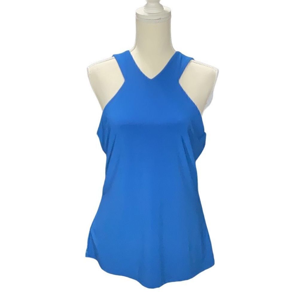 Lauren Ralph Lauren Blue Racer Back Lined Zip Back Sleeveless Top Size Large
